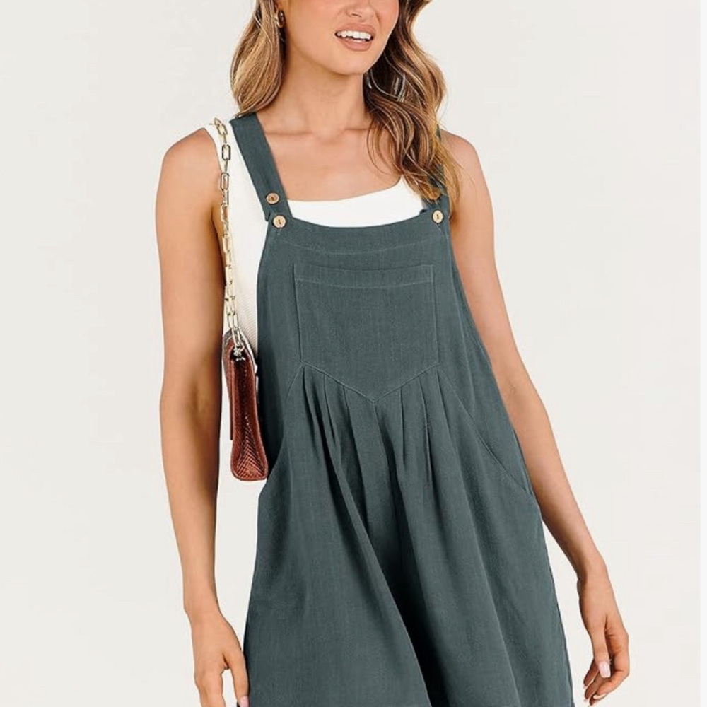 Linen  oversized romper  -medium